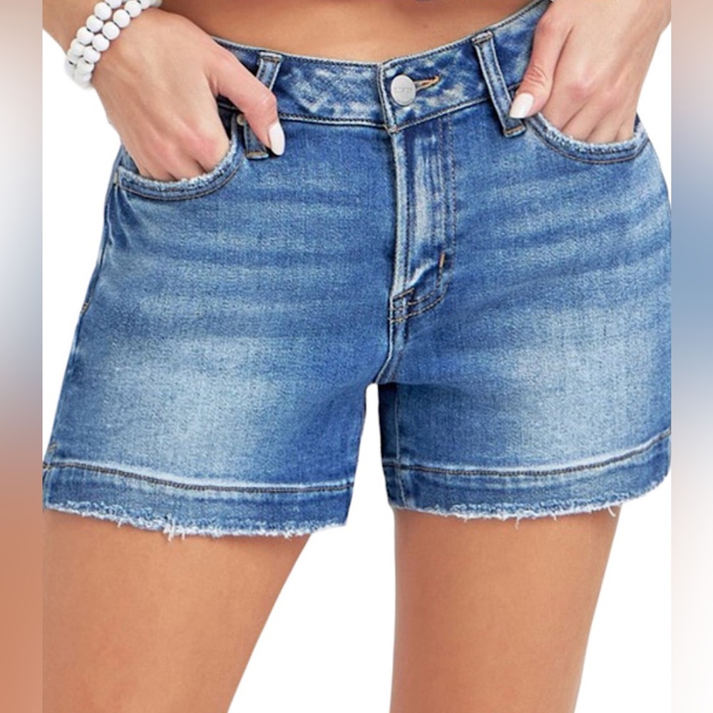 RISEN BRAND NEW Medium Wash Low Rise Shorts with Slit Denim Jean Short Large L